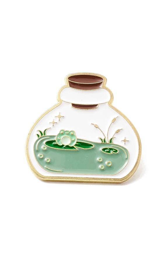 10pc Frog in The Bottle Enamel Pin Animal Alloy Badge for Backpack Clothes Golden Colorful 27x26x2mm