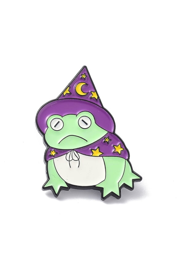 10pc Frog with Wizard Hat Enamel Pin Animal Alloy Enamel Brooch Pin for Clothes Bags Electrophoresis Black Purple 29.5x21.5x11mm Pin: 1mm