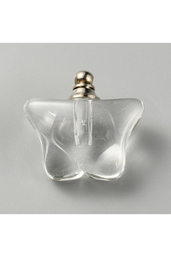 10pc Glass Bottle Locket Pendants Hair Keepsake Urn Ashes Charms Butterfly Clear 20x21.5x10mm Hole: 1.8mm