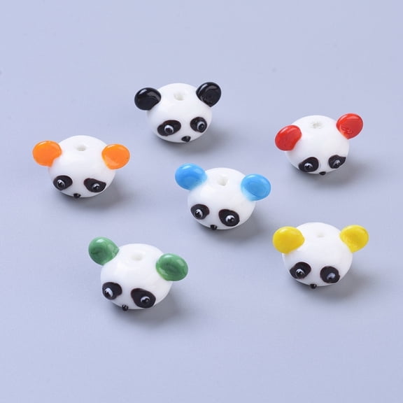 10pc Handmade Lampwork Beads Cartoon Panda Mixed Color 14.5~16x18~21.5x16mm Hole: 2mm
