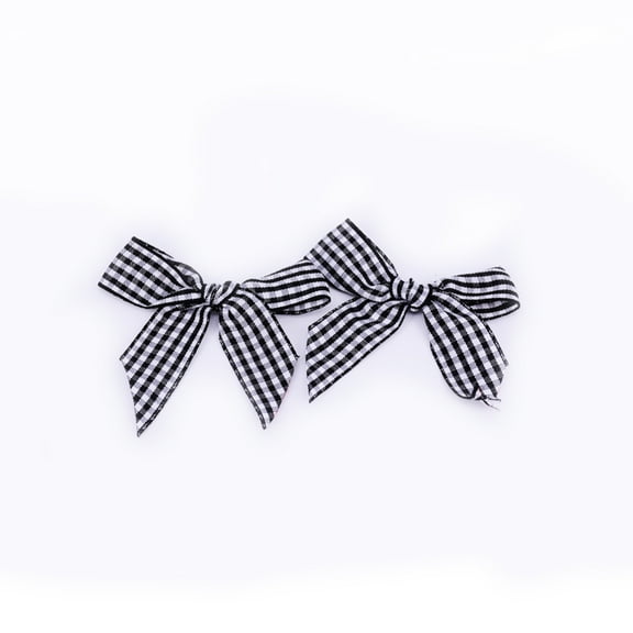 10pc Handmade Woven Costume Accessories Tartan Pattern Polyester Ribbon Bowknot Black 70x80x6mm