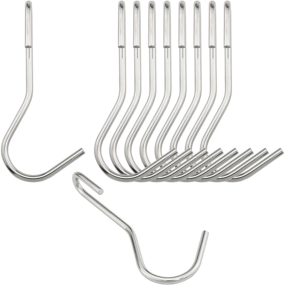 10pc Heavy Duty S Hooks - 90 Degree Twist Angled Pot Rack Hooks for Hanging Kitchen Utensils, Pots, Pans, Clothes, Bags, Towels, Plants