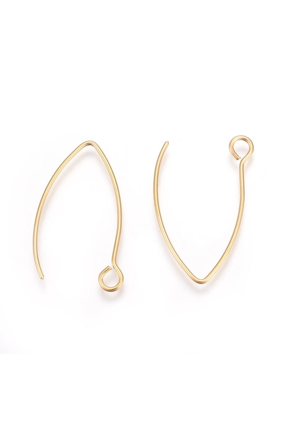 10pc Ion Plating(IP) 304 Stainless Steel Earring Hooks Ear Wire with Horizontal Loop Golden 26x15.5mm Hole: 2.5mm Pin: 0.8mm DIY DIY
