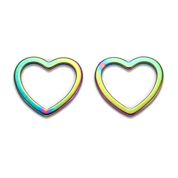 10pc Ion Plating(IP) 304 Stainless Steel Linking Rings Heart Rainbow Color 28.5x32x2.5mm Inner Diameter: 17x24mm