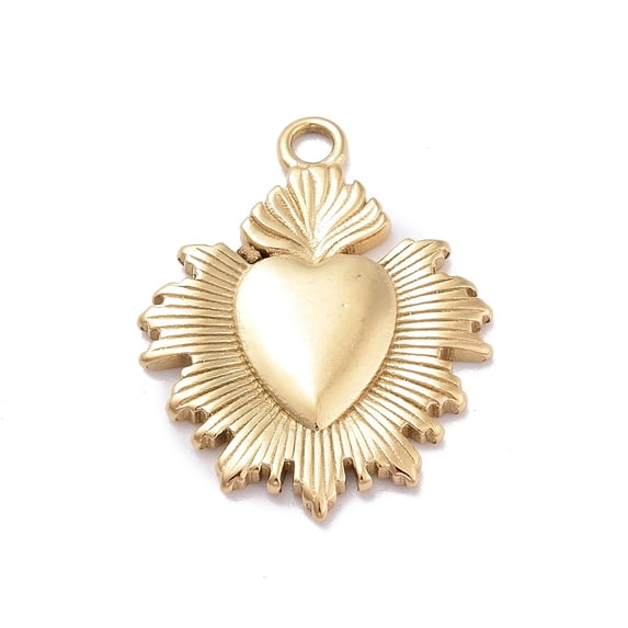 10pc Ion Plating(IP) 304 Stainless Steel Pendants Rectangle with Sacred Heart Charms Golden 22.9x18.2x2mm Hole: 2mm Mixed Color
