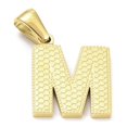 thumbnail image 1 of 10pc Ion Plating(IP) 316L Surgical Stainless Steel Pendants Nickel Free Letter Charm Textured Letter M 16.5x14x1.6mm Hole: 3.5mm, 1 of 3