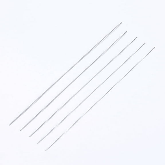 10pc Iron Beading Needle with Hook For Quartz Gemstone Beads Bead Threader Platinum 18x0.04cm