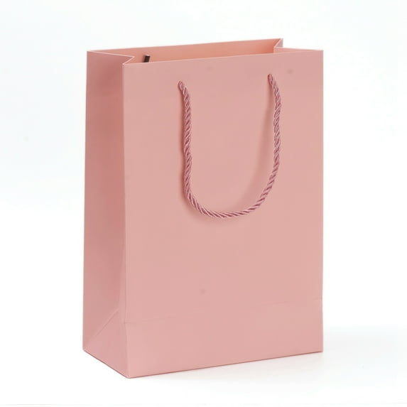 10pc Kraft Paper Bags Gift Bags Shopping Bags Wedding Bags Rectangle with Handles Pink 28x20x10cm