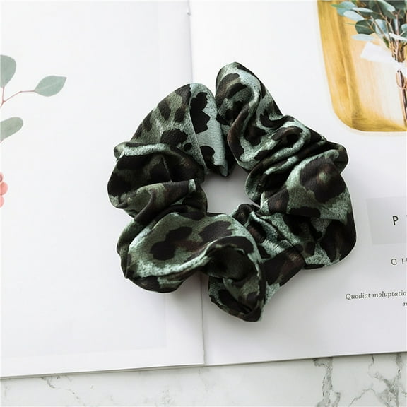 10pc Leopard Print Pattern Cloth Elastic Hair Accessories for Girls or Women Scrunchie/Scrunchy Hair Ties Pale Turquoise 120mm