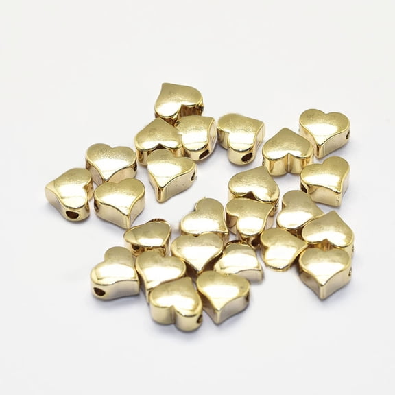 10pc Long-Lasting Plated Brass Beads Real 18K Gold Plated Lead Free & Nickel Free Heart 5.5x6x3.5mm Hole: 1.5mm DIY