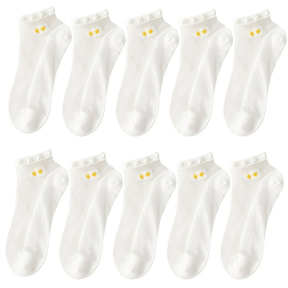 (10pc)MSJUHEG Sheer Ankle Socks,Trouser Socks Women,Dress Socks Women,Lace Socks,Mesh Socks,Beaded Socks 10pcs Short Mesh Splice Little Breathable Cute Socks White 2 One Size