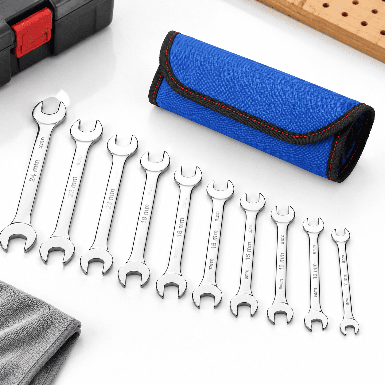 10pc Metric Super Thin Open End Wrench Set Carbon Steel - Walmart.com