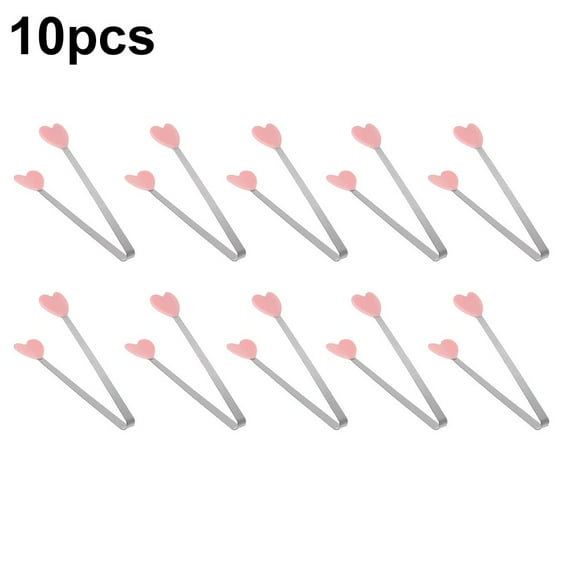 10pc Mini Food Tongs Heart-Shaped Cooking Tongs With Silicon Tips Food Tongs BBQ Tools Kitchen Outdoor Cooking Accessories
