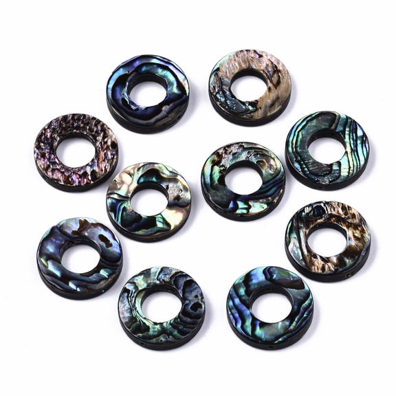 10pc Natural Abalone Shell/Paua Shell Beads Donut Colorful 18.5x3.5mm Hole: 1mm