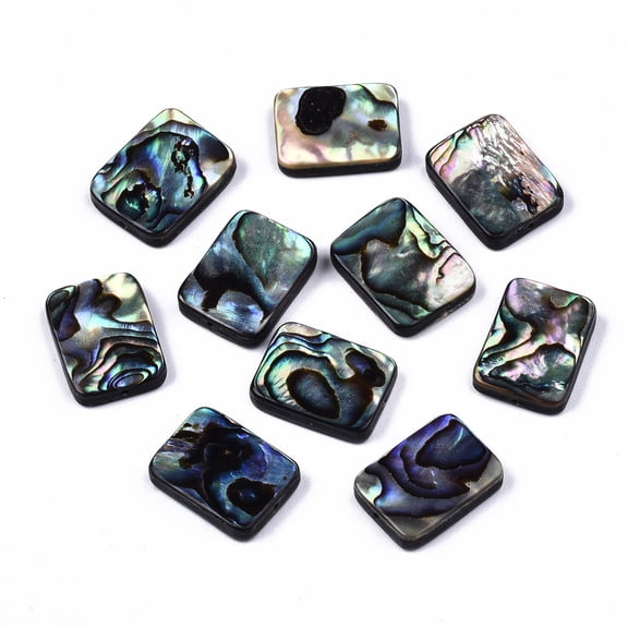 10pc Natural Abalone Shell/Paua Shell Beads Rectangle Colorful 16.5x12~13x3.5mm Hole: 1mm