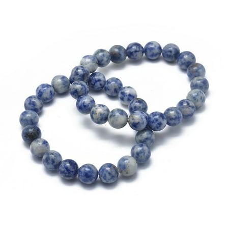 10pc Natural Blue Spot Jasper Bead Stretch Bracelets Round Inner Diameter: 2 inch~2-1/8 inch(5.2~5.5cm) Bead: 10mm