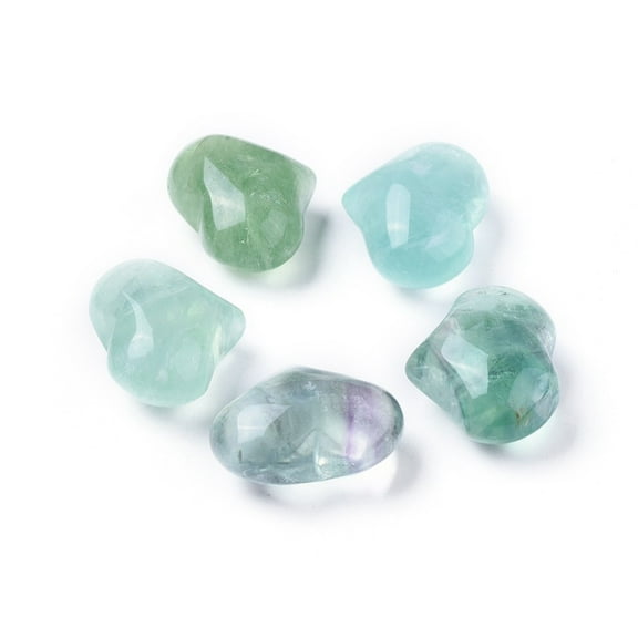 10pc Natural Fluorite Heart Palm Stone Pocket Stone for Energy Balancing Meditation 20x25x11~13mm