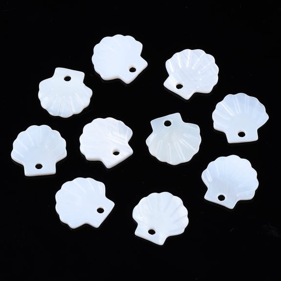 10pc Natural Freshwater Shell Pendants Shell Seashell Color 12.5x12.5x1mm Hole: 1.6mm
