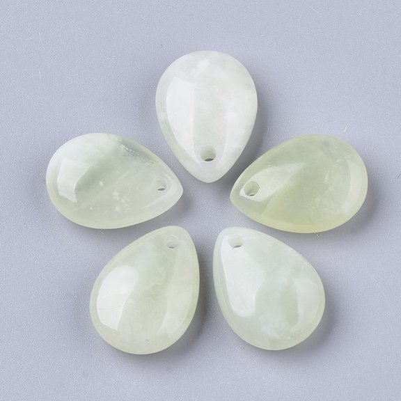 10pc Natural New Jade Pendants Teardrop 18x13x6mm Hole: 1.6mm