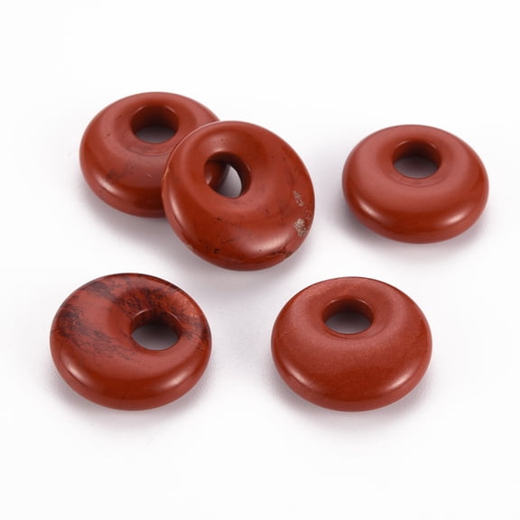10pc Natural Red Jasper Pendants Donut/Pi Disc 17.5~18.5x5.5mm Hole: 5.5mm