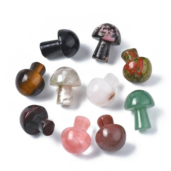 10pc Natural & Synthetic Mixed Gemstone GuaSha Stone Gua Sha Scraping Massage Tool for SPA Relaxing Meditation Massage Undyed Mushroom Shaped 21x16mm