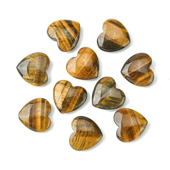 10pc Natural Tiger Eye Heart Palm Stone Pocket Stone for Energy Balancing Meditation 20x20x6.5mm