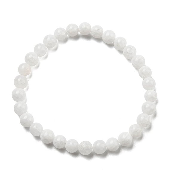 10pc Natural White Jade Beaded Stretch Bracelets Mixed Color 56mm