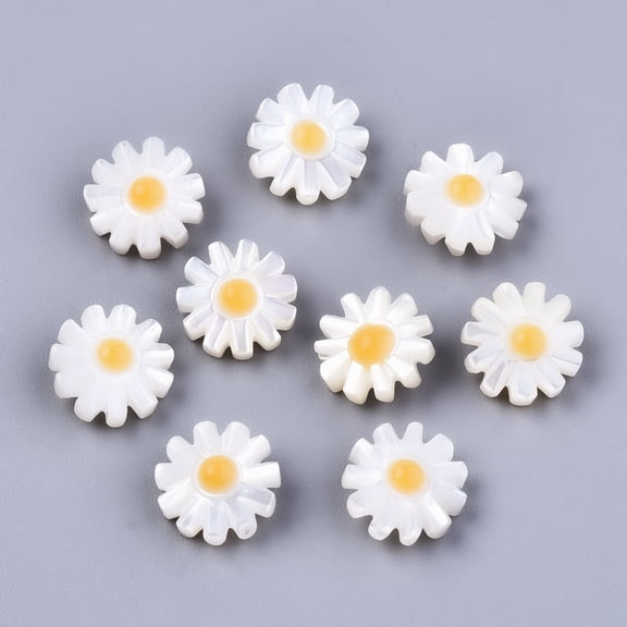 10pc Natural White Shell Mother of Pearl Shell Beads Flower Seashell Color 10x5mm Hole: 0.8mm