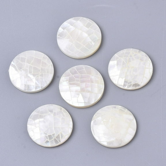 10pc Natural White Shell Mother of Pearl Shell Cabochons with Freshwater Shell Flat Round Seashell Color 16x3mm