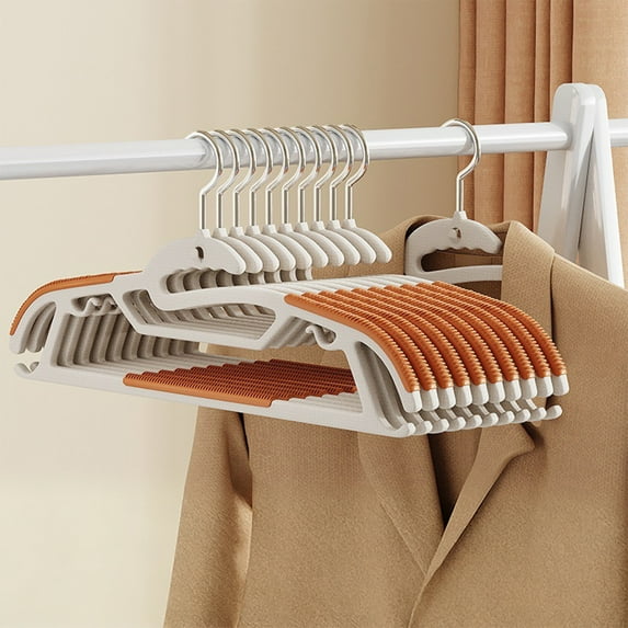 10pc Non-Slide Space Saving Hangers - Strong 360 Degrees Swivel Hook Design, Non Slip Heavy Duty Household Hangers, Perfect for Hanging All Kinds of Wet or Dry Clothes and Closet Organization