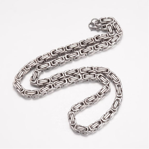 10pc Non-Tarnish 201 Stainless Steel Byzantine Chain Necklaces Chainmaille Weaves Jewelry Stainless Steel Color 23.23 inch(59cm) 6mm