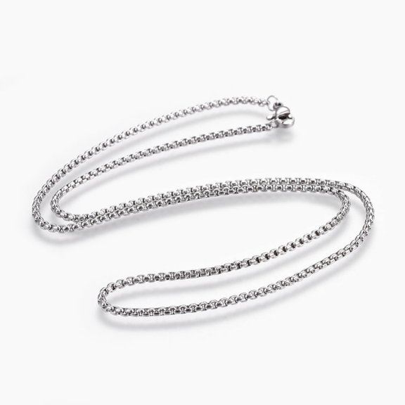 10pc Non-Tarnish 304 Stainless Steel Box chain Necklaces with Lobster Claw Clasps Stainless Steel Color 18.4 inch(46.8cm) 2mm