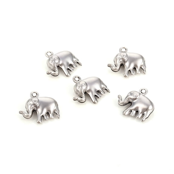 10pc Non-Tarnish 304 Stainless Steel Charms Elephant Stainless Steel Color 15x14.5x5mm Hole: 1.2mm