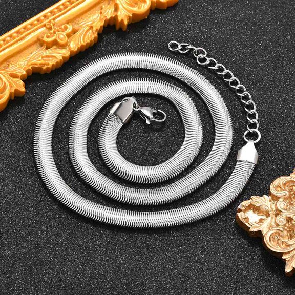 10pc Non-304 Stainless Steel Herringbone Chains Bracelet for Men Women Stainless Steel Color Wide: 2.5mm 6-1/2 inch(16.5cm)