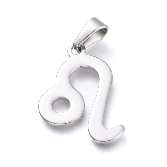 10pc Non-Tarnish 304 Stainless Steel Pendants Constellation/Zodiac Sign Stainless Steel Color Leo 31x25x1.5mm Hole: 10x4mm