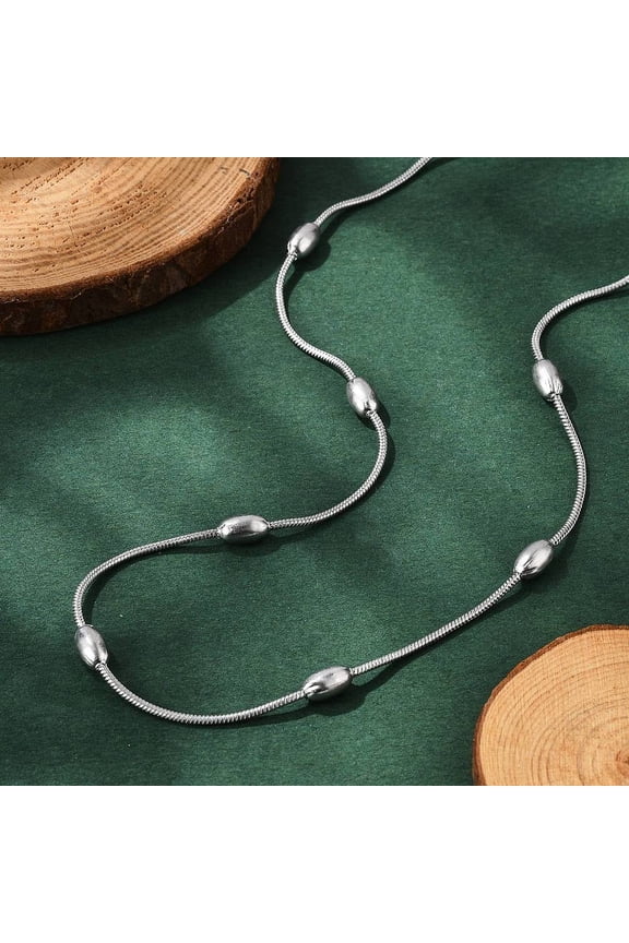 10pc Non-304 Stainless Steel Snake Chain Necklaces with Lobster Claw Clasps Oval Stainless Steel Color 16.7 inch(42.5cm) 1.2mm