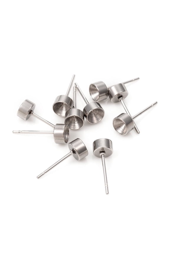10pc Non-304 Stainless Steel Stud Earring Settings Rhinestone Settings for Pointed Back Rhinestone Stainless Steel Color 5mm Pin: 0.8mm Fit for 4mm Rhinestone