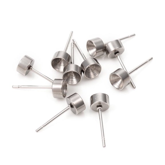 10pc Non-304 Stainless Steel Stud Earring Settings Rhinestone Settings for Pointed Back Rhinestone Stainless Steel Color 5mm Pin: 0.8mm Fit for 4mm Rhinestone
