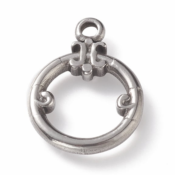 10pc Non-Tarnish 304 Stainless Steel Toggle Clasps Parts Ring Stainless Steel Color 21x15x2mm Hole: 2mm