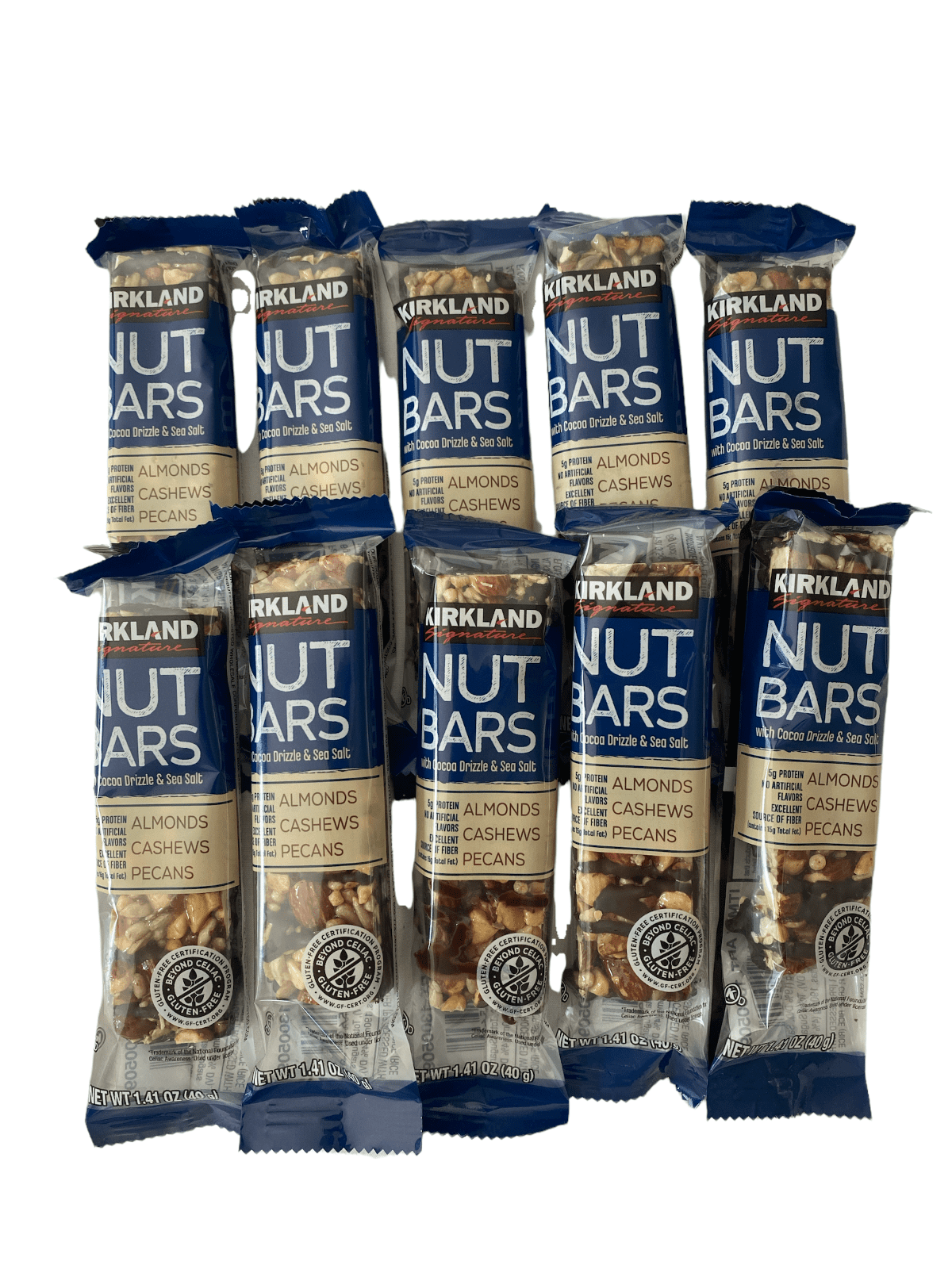 10pc Nut Bars With Cocoa Drizzle & Sea Salt Almonds Cashews Pecans 1.41
