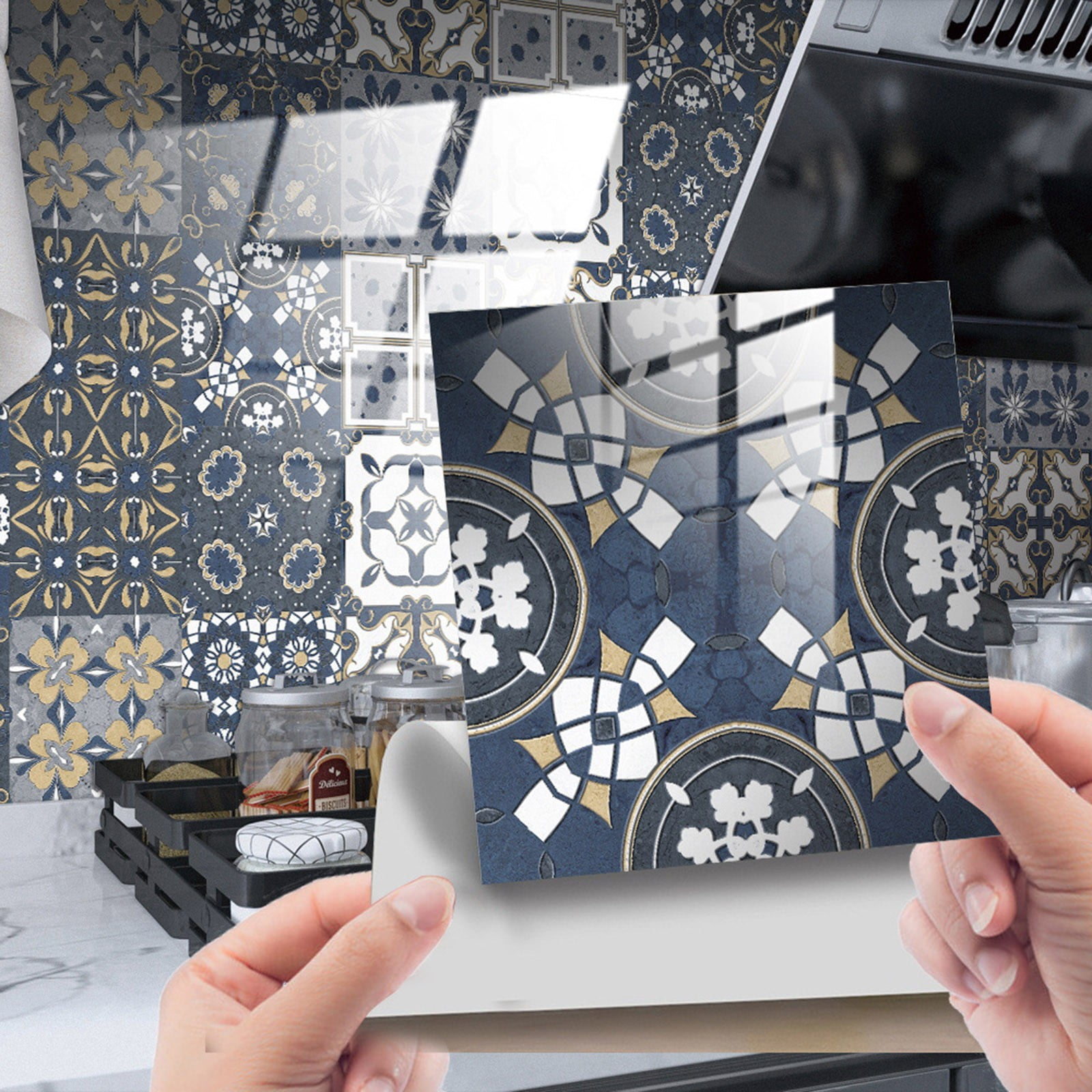 10pc Peel And Stick Ceramic Tile Paste 3D Lattice Ceramic Tile Paste