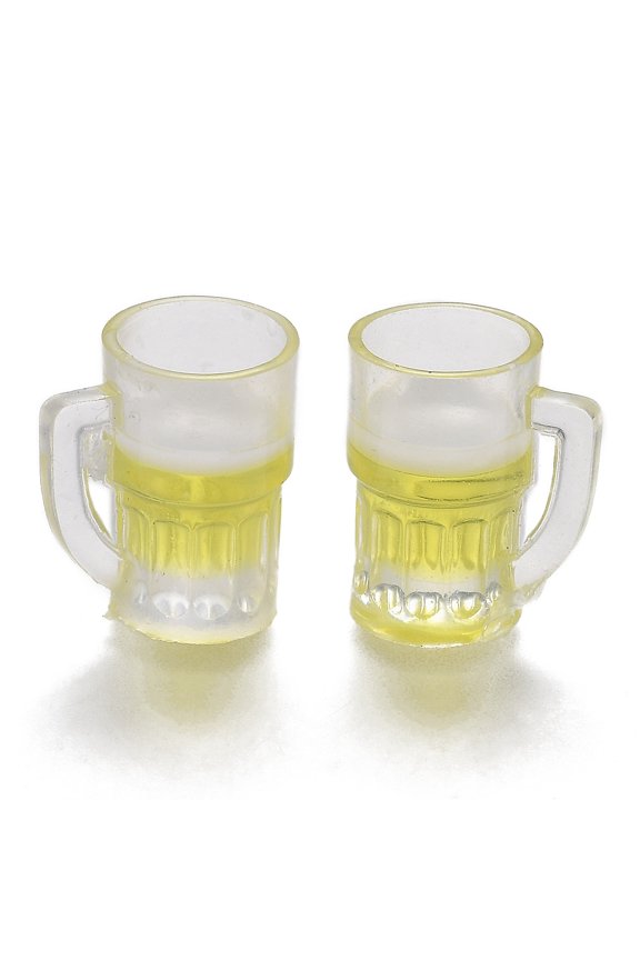 10pc Plastic Pendant Decorations Draft Beer Yellow 20.5x18.5x14mm