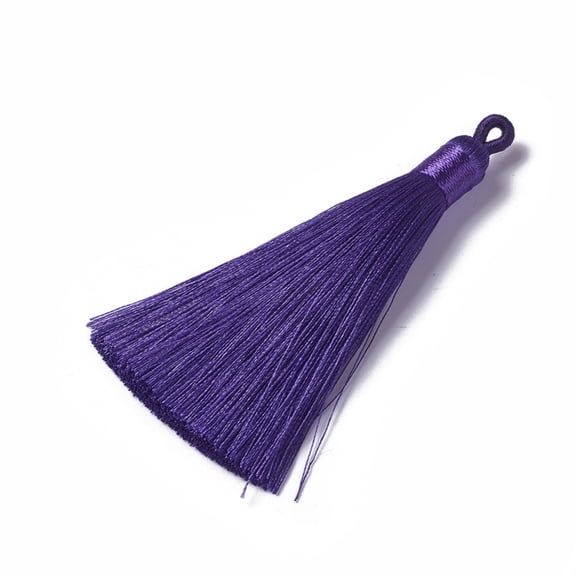 10pc Polyester Tassel Pendants Indigo 78~82x8mm Hole: 2~4mm
