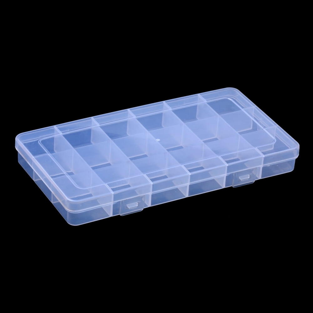 10pc Polypropylene(PP) Bead Storage Container 18 Compartment Organizer Boxes Rectangle Clear 19.1x10x2.2cm Compartment: 3x3cm