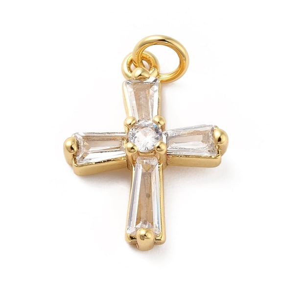 10pc Rack Plating Brass Micro Pave Cubic Zirconia Pendants Plated Lead Free & Cadmium Free Clear 19x14.5x4.5mm