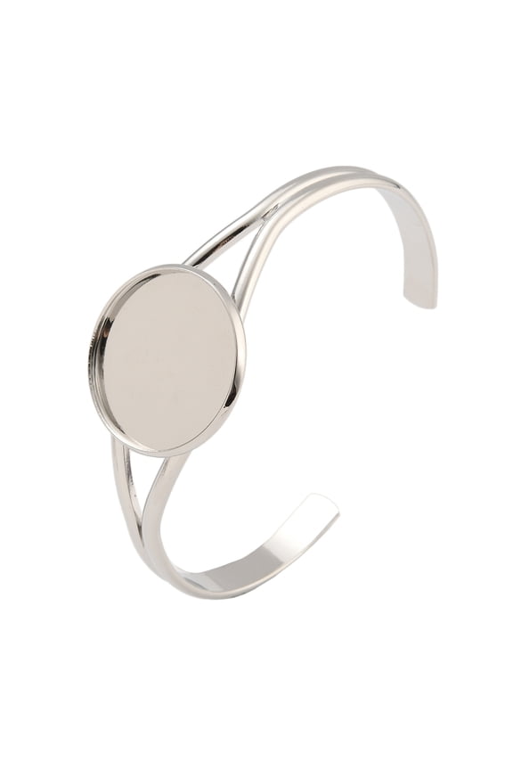 10pc Rack Plating Brass Open Cuff Bangle Making Blank Bangle Base with Flat Round Tray Long-Lasting Plated Cadmium Free & Lead Free Platinum 2-5/8x2 inch(6.6x5cm) Tray:25mm