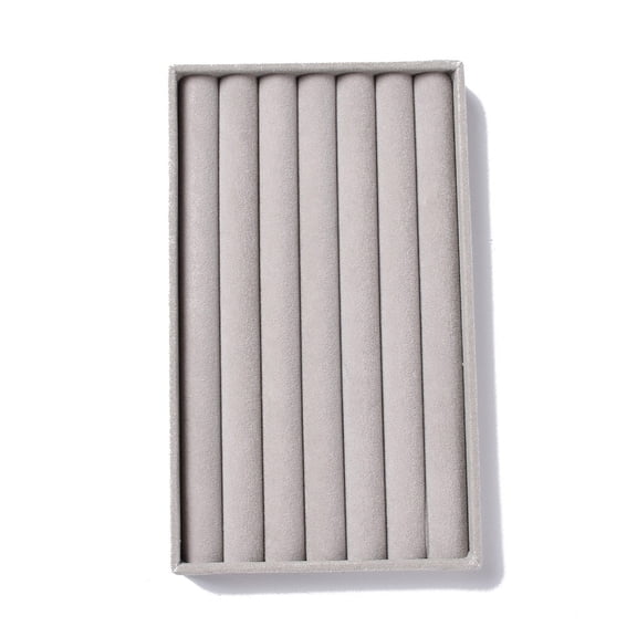 10pc Rectangle Velvet Jewelry Trays with Density Fiberboard Sheet for Earrings Rings Storage Gray 21x12.5x2.35cm