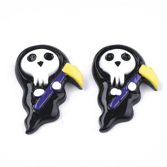 10pc Resin Cabochons Halloween Ghost Black 31x22x7~7.5mm DIY