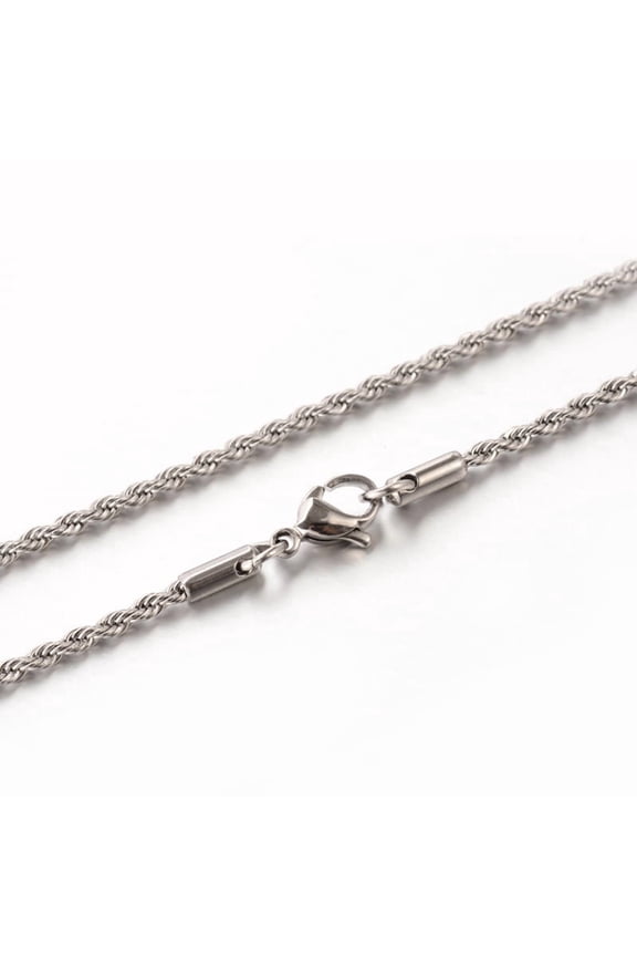 10pc Resistant 304 Stainless Steel Rope Chain Necklaces with Lobster Claw Clasps Stainless Steel Color 23.6 inch(59.9cm) 2mm