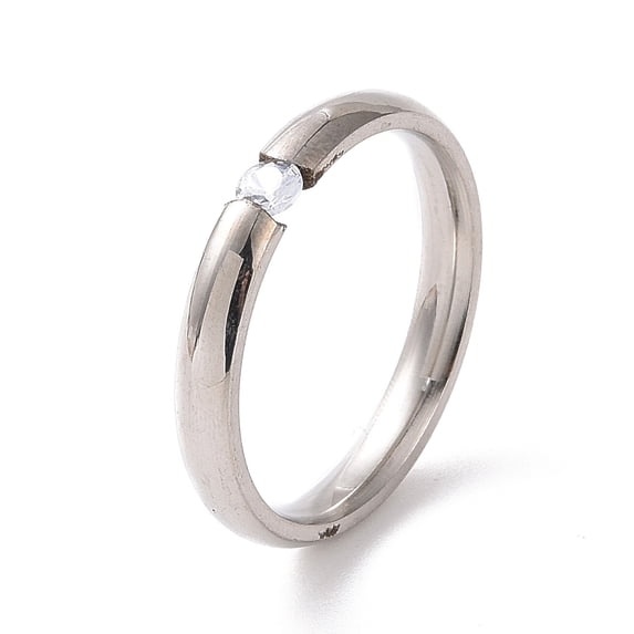 10pc Rhinestone Simple Solitaire Ring 201 Stainless Steel Jewelry for ...